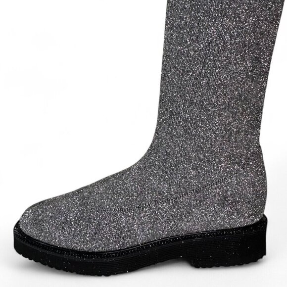 Giuseppe Zanotti Women's Silver Glitter Over-the-Knee Flat Boots Sz 37.5 NWOT - Picture 11 of 16